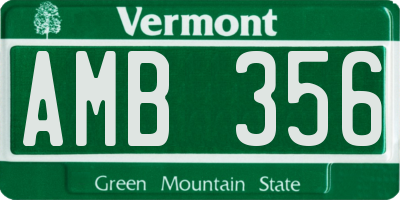 VT license plate AMB356