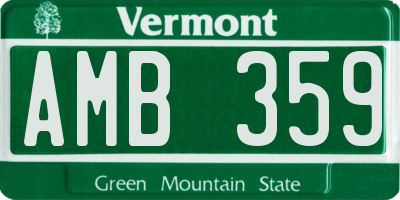 VT license plate AMB359