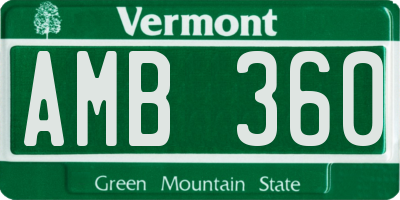 VT license plate AMB360