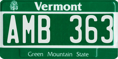 VT license plate AMB363