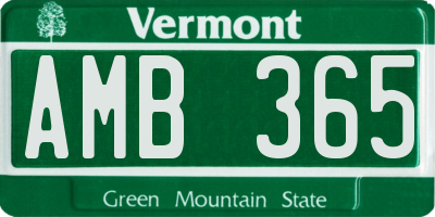 VT license plate AMB365