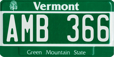 VT license plate AMB366