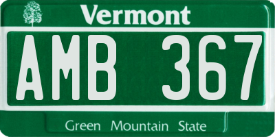 VT license plate AMB367