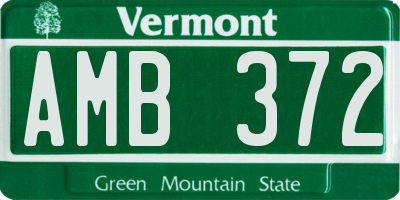 VT license plate AMB372