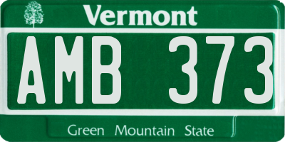VT license plate AMB373