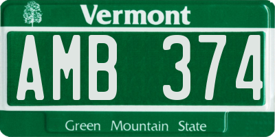 VT license plate AMB374