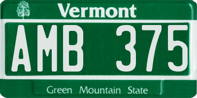 VT license plate AMB375
