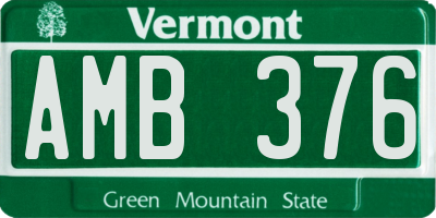 VT license plate AMB376