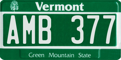 VT license plate AMB377