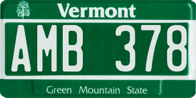 VT license plate AMB378