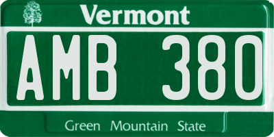VT license plate AMB380