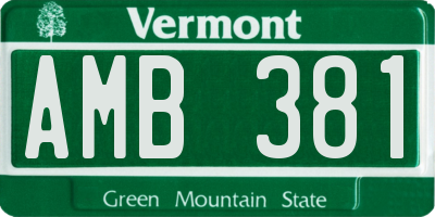 VT license plate AMB381