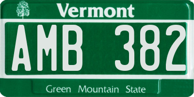 VT license plate AMB382