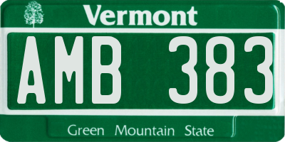 VT license plate AMB383