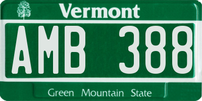 VT license plate AMB388