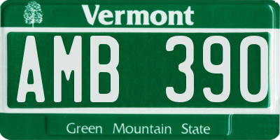 VT license plate AMB390