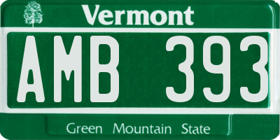 VT license plate AMB393