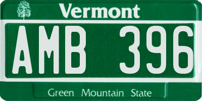 VT license plate AMB396