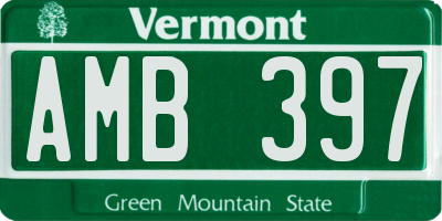 VT license plate AMB397