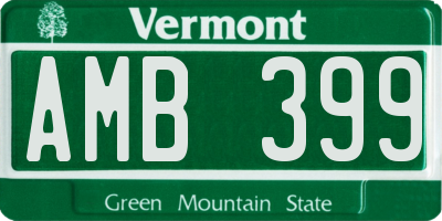 VT license plate AMB399
