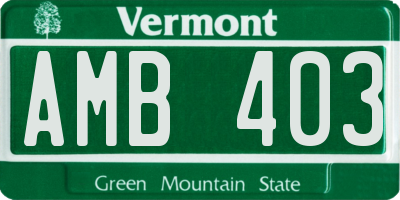VT license plate AMB403