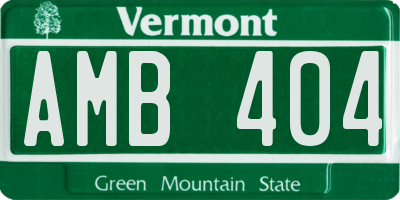 VT license plate AMB404