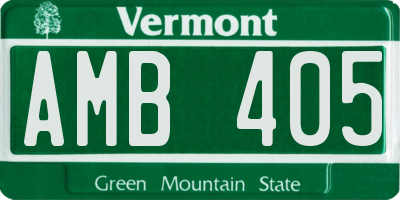 VT license plate AMB405