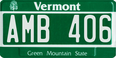 VT license plate AMB406