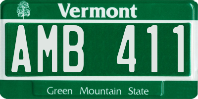 VT license plate AMB411
