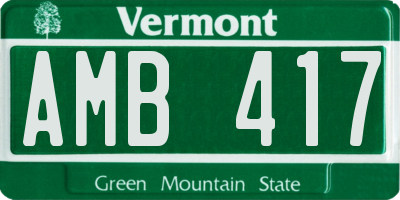 VT license plate AMB417