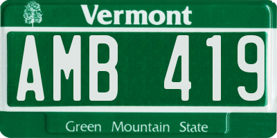 VT license plate AMB419