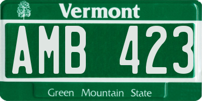 VT license plate AMB423