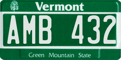 VT license plate AMB432