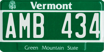 VT license plate AMB434