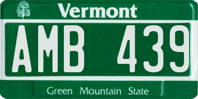 VT license plate AMB439