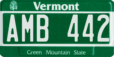 VT license plate AMB442