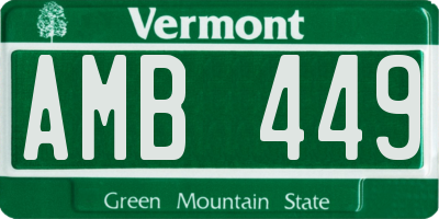 VT license plate AMB449