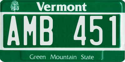 VT license plate AMB451