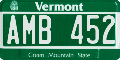 VT license plate AMB452