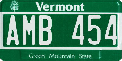 VT license plate AMB454