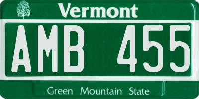 VT license plate AMB455