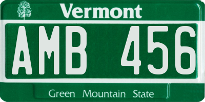 VT license plate AMB456