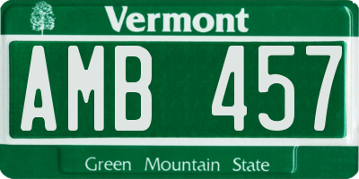 VT license plate AMB457