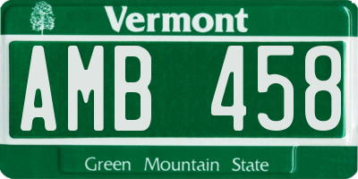 VT license plate AMB458