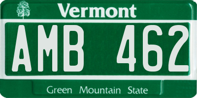 VT license plate AMB462