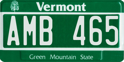 VT license plate AMB465