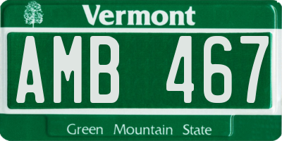 VT license plate AMB467