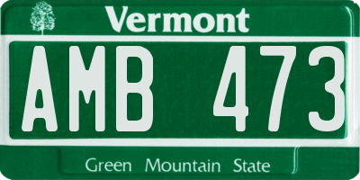 VT license plate AMB473