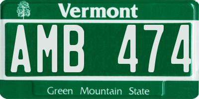 VT license plate AMB474