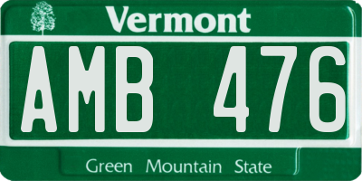 VT license plate AMB476